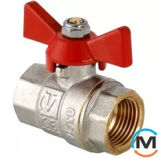 Кран кульовий Valtec метелик вн.-вн. 1/2", Тип різьблення: Внутрішня/Внутрішня, Діаметр різьблення: 1/2", Виконання: Прямий, Тип ручки: Метелик, Робочий тиск (бар): 40, Матеріал: Латунь, фото 