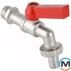 Кран кульовий Valtec зі штуцером 1/2", Тип різьблення: Зовнішня/Зовнішня, Діаметр різьблення: 1/2", Виконання: Кутовий, Тип ручки: Прапорець, Робочий тиск (бар): 10, Матеріал: Латунь, фото 