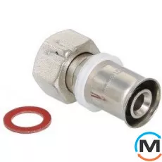 Valtec VTm.222 Пресс соединение с накидной гайкой 16 х 1/2", Тип резьбы: Накидная гайка, Диаметр резьбы: 1/2", Диаметр (мм): 16, Рабочее давление (бар): 10, Материал: Сталь нержавеющая, фото 