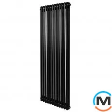 Вертикальний дизайнерський радіатор опалення ARTTIDESIGN Bari II 12/1500/560/50 чорний матовий, Підключення радіатора: Нижнє, Виконання: Вертикальний, Колір: Чорний, Висота (мм): 1500, Ширина (мм): 560, Кількість рядів: 2, фото 