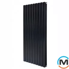 Вертикальний дизайнерський радіатор опалення ARTTIDESIGN Livorno II 9/1200/612/50 чорний матовий, фото 