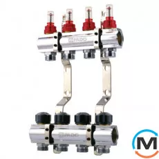 Коллектор FADO с расходомерами 1"х3/4" 6 выходов, Количество выходов: 6, фото 