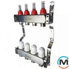 Коллектор из нержавеющей стали FADO с расходомерами 1"x3/4" 3 выхода, Количество выходов: 3, фото 