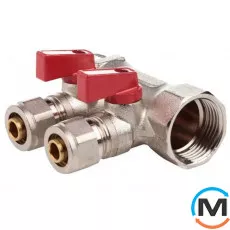 Коллектор с шаровыми кранами FADO 3/4" x 16x2, Количество выходов: 2, Диаметр вход/выход: 3/4", фото 