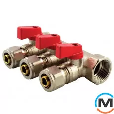 Коллектор с шаровыми кранами FADO 1" x 16x3, Количество выходов: 3, Диаметр вход/выход: 1", фото 