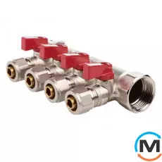 Коллектор с шаровыми кранами FADO 3/4" x 16x4, Количество выходов: 4, Диаметр вход/выход: 3/4", фото 