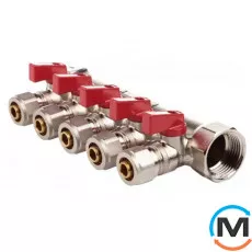 Коллектор с шаровыми кранами FADO 3/4" x 16x5, Количество выходов: 5, Диаметр вход/выход: 3/4", фото 