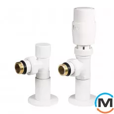 Дизайн крани радіаторні Ideale з термоголовкою 1/2” x 1/2” ВЗ білі кутові, Колір: Білий, фото 