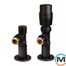 Дизайн крани радіаторні Ideale з термоголовкою 1/2” x 1/2” ВЗ чорні кутові, Колір: Чорний, фото 