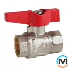 Кран кульовий 1" ВВ метелик ASG, Тип різьблення: Внутрішня/Внутрішня, Діаметр різьблення: 1", Модифікація: Червона ручка, Виконання: Прямий, Тип ручки: Метелик, фото 