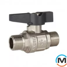 Кран кульовий 1/2" ПН метелик ASG+, Тип різьблення: Зовнішня/Зовнішня, Діаметр різьблення: 1/2", Модифікація: Серая ручка, Виконання: Прямий, Тип ручки: Метелик, фото 