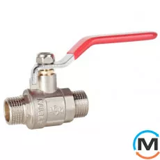 Кран кульовий 1/2" ПН ручка ASG, Тип різьблення: Зовнішня/Зовнішня, Діаметр різьблення: 1/2", Модифікація: Червона ручка, Виконання: Прямий, Тип ручки: Ручка, фото 