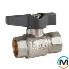 Кран кульовий 1/2" ВВ метелик ASG+, Тип різьблення: Внутрішня/Внутрішня, Діаметр різьблення: 1/2", Модифікація: Серая ручка, Виконання: Прямий, Тип ручки: Метелик, фото 