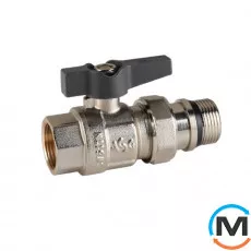 Кран кульовий з американкою 1" прямий метелик ASG+, Тип різьблення: З американкою, Діаметр різьблення: 1", Модифікація: Черная ручка, Виконання: Прямий, Тип ручки: Метелик, фото 