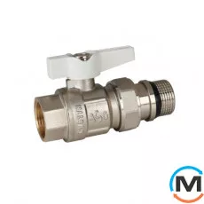 Кран кульовий з американкою 1/2" прямий білий метелик ASG+, Тип різьблення: З американкою, Діаметр різьблення: 1/2", Модифікація: Біла ручка, Виконання: Прямий, Тип ручки: Метелик, фото 