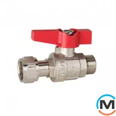 Кран кульовий з накид. гайкою 3/4" прямий метелик ASG, Тип різьблення: Накидна гайка, Діаметр різьблення: 3/4", Модифікація: Червона ручка, Виконання: Прямий, Тип ручки: Метелик, фото 