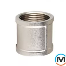 Муфта 1" нікель ASG, Тип різьблення: Зовнішня/Зовнішня, Діаметр різьблення: 1", Виконання: Пряма, фото 