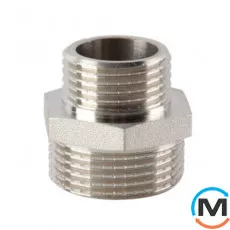 Ніпель редукційний 1 1/4"х1/2" нікель ASG, Діаметр різьблення: 1 1/4"х1/2", Виконання: Редукційний, фото 