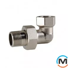 Зганяння-американка кутовий 1/2" нікель ASG, Діаметр різьблення: 1/2", Виконання: Кутова, фото 