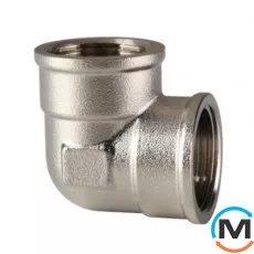 Кутник 1/2" ВВ нікель ASG, Тип різьблення: Внутрішня/Внутрішня, Діаметр різьблення: 1/2", фото 