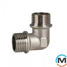 Кутник 1/2" ПН нікель ASG, Тип різьблення: Зовнішня/Зовнішня, Діаметр різьблення: 1/2", фото 