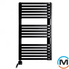 Електричний сушка для рушників Luxrad PIATTO 934x530 чорний матовий структурний тен (600 Вт) з кабелем зліва, Модифікація: с кабелем, Виконання: Лівий, Колір: Чорний, фото 