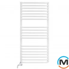 Електричний сушка для рушників Luxrad SALTO I 1200x430 тен (600 Вт) з кабелем зліва, Модифікація: с кабелем, Виконання: Лівий, Колір: Білий, Висота (мм): 1200, фото 