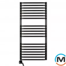 Електричний сушки для рушників Luxrad SALTO I 920x430 чорний мат. структурний тен (600 Вт) з кабелем ліворуч, Модифікація: с кабелем, Виконання: Лівий, Колір: Чорний, Висота (мм): 920, фото 