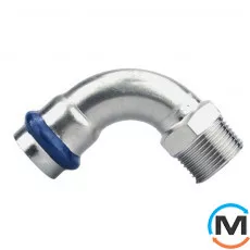 Коліно довге 90 із зовнішнім різьбленням ASG INOX 18х1/2", Діаметр різьблення: 1/2", Діаметр (мм): 18, фото 