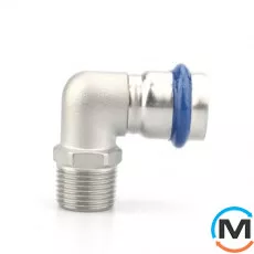 Коліно коротке 90 із зовнішнім різьбленням ASG INOX 18х1/2", Тип різьблення: Зовнішня, Діаметр різьблення: 1/2", Діаметр (мм): 18, фото 