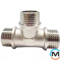 Трійник 1/2" ПНН нікель ASG, Тип різьблення: Зовнішня/Зовнішня/Зовнішня, Діаметр різьблення: 1/2", фото 