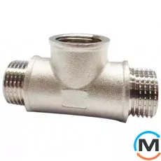 Трійник 1/2" НВН нікель ASG, Тип різьблення: Зовнішня/Внутрішня/Зовнішня, Діаметр різьблення: 1/2", фото 