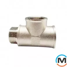 Трійник 1/2" ВВН нікель ASG, Тип різьблення: Внутрішня/Внутрішня/Зовнішня, Діаметр різьблення: 1/2", фото 