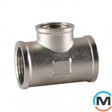 Трійник 1" ВВВ нікель ASG, Тип різьблення: Внутрішня/Внутрішня/Внутрішня, Діаметр різьблення: 1", фото 