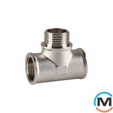 Трійник 1/2" ВНВ нікель ASG, Тип різьблення: Внутрішня/Зовнішня/Внутрішня, Діаметр різьблення: 1/2", фото 