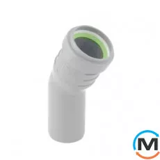 Коліно каналізаційне ASG HTR 32х30 ° White, Градус (град.): 30, Колір: Білий, Діаметр (мм): 32, фото 