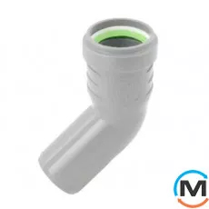 Коліно каналізаційне ASG HTR 32х45 ° White, Градус (град.): 45, Колір: Білий, Діаметр (мм): 32, фото 