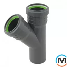 Трійник каналізаційний ASG HTR 50х50x45°, Градус (град.): 45, Модифікація: 50х50x45, Колір: Сірий, Діаметр (мм): 50, фото 