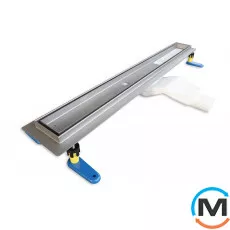 Душовий канал MCH 600 мм із нержавіючої сталі AISI 304 з решіткою під плитку, сухий сифон, горизонтальний випуск, Монтажна довжина (мм): 600, фото 