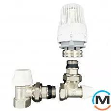 Комплект для підключення радіатора з термоголовкою (прямий) Tervix Pro Line Radiator Set 1, Виконання: Прямий, фото 