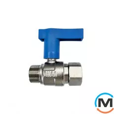 Кран кульовий з американкою для холодної води (синій), 3/4'', латунь, Tervix Pro Line WD, Варіант: Синя ручка, фото 