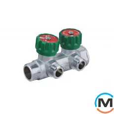 Распределительный коллектор с регулирующими вентилями 2 контура 3/4''x1/2", латунь, Tervix Pro Line WD, Количество выходов: 2, фото 