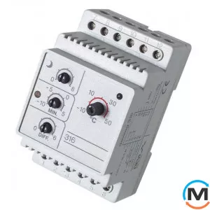 Терморегулятор DEVI Devireg 316 для установки на DIN-рейку, с датчиком NTC на проводе 3 м, фото 