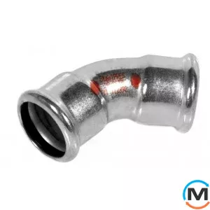 Колено стальное Ø42 45° ВЗ оцинкованное RM Steelpres 381/451, Вариант: ВЗ, Градус (град.): 45, Диаметр (мм): 42, фото 