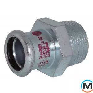 Переходник стальной Ø35 х 1" З оцинкованный RM Steelpres 387, Тип резьбы: Наружная, Диаметр резьбы: 1", Диаметр (мм): 35, фото 