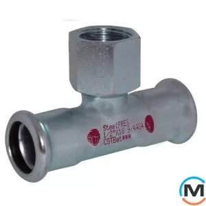 Тройник стальной Ø22 х 1/2"В х 22 оцинкованный RM Steelpres 389, Тип резьбы: Внутренняя, Диаметр резьбы: 1/2", Диаметр (мм): 22, фото 