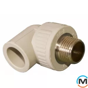 Поліпропіленовий кут Ekoplastik Р.М. 25 мм х 1/2", Тип різьблення: Зовнішня, Діаметр різьблення: 1/2", Діаметр (мм): 25, фото 