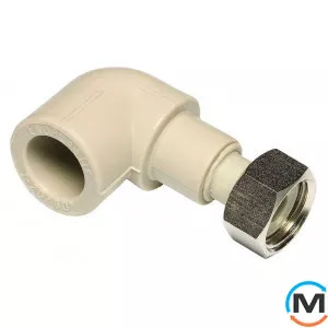 Поліпропіленовий кут Ekoplastik з накидною гайкою 20 мм х 1/2", Тип різьблення: Накидна гайка, Діаметр різьблення: 1/2", Діаметр (мм): 20, фото 