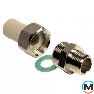 Полипропиленовое резьбовое соединение Ekoplastik Р.Н. 32 мм х 1", Тип резьбы: Наружная, Диаметр резьбы: 1", Диаметр (мм): 32, фото 