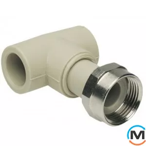 Поліпропіленовий трійник Ekoplastik з накидною гайкою 32 мм х 3/4", Тип різьблення: Накидна гайка, Діаметр різьблення: 3/4", Діаметр (мм): 32, фото 